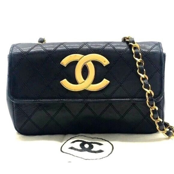 CHANEL 24K Vintage Single Flap Bag Large Coco Quilted Chain Shoulder Bag Purse - Picture 3 of 16